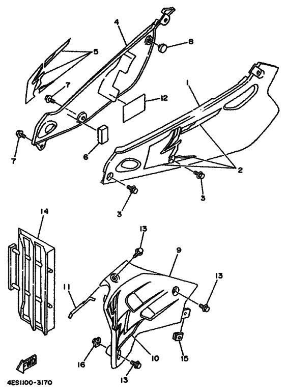YZ80 YZ80E Крышка боковая & oil tank