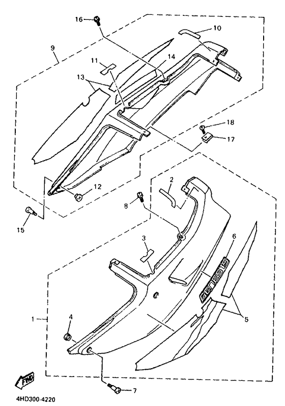 YZF750R Side cover  /  oil tank