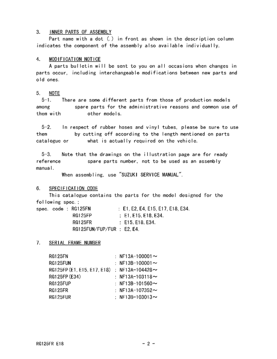 RG125 Catalog preface