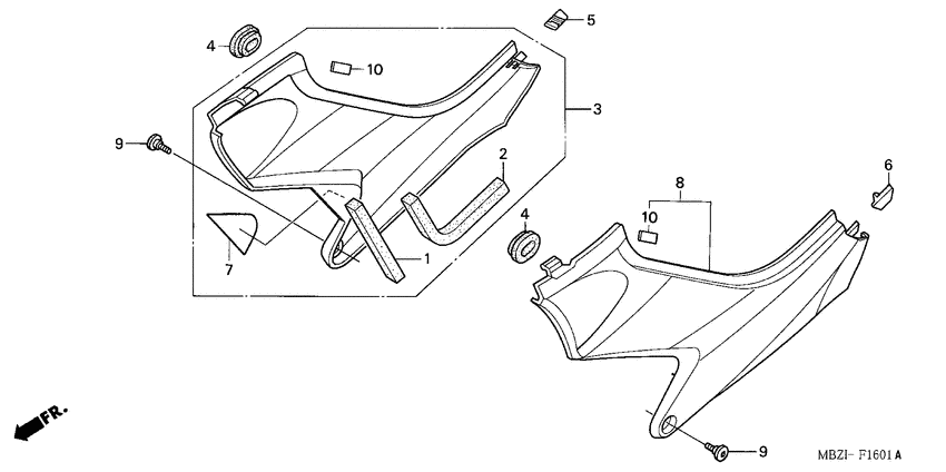 CB600F Боковая крышка