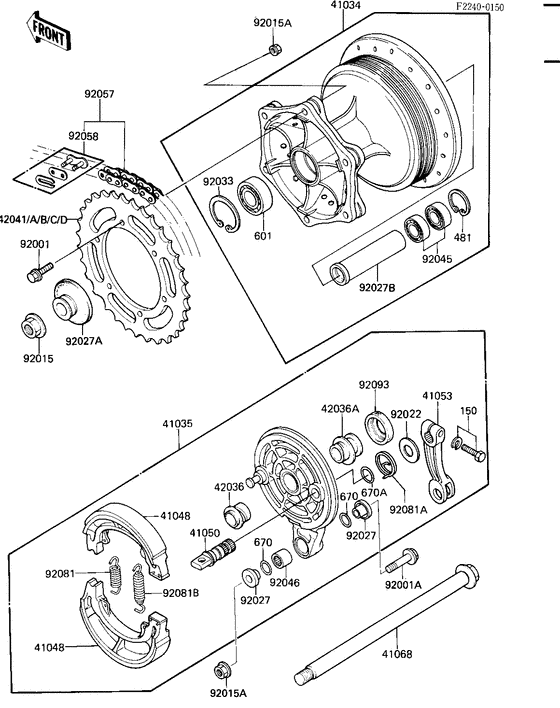 Rear hub/brake/chain