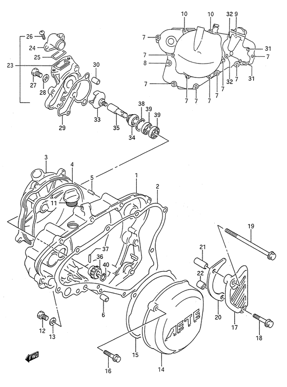 Crankcase cover- water pump