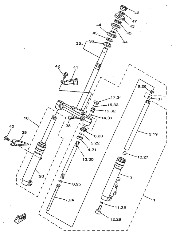 YN50R Передняя вилка