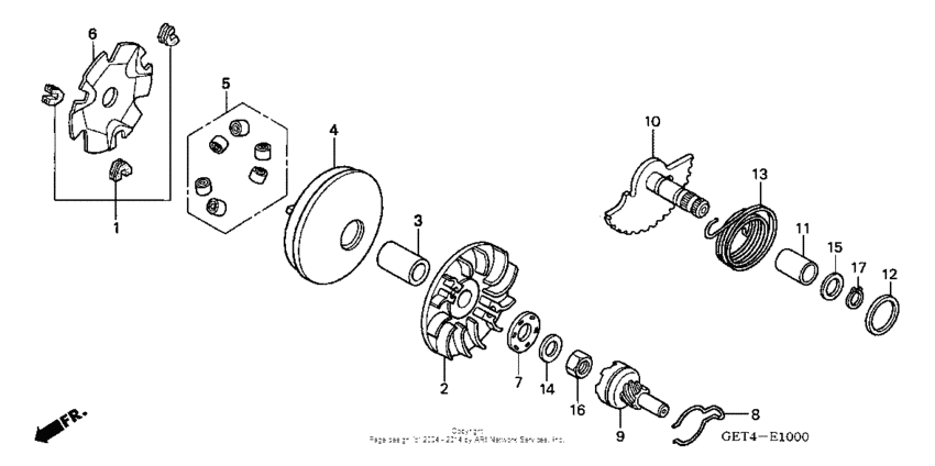 Drive face + kick starter spindle