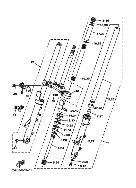 XP500 Вилка передней оси