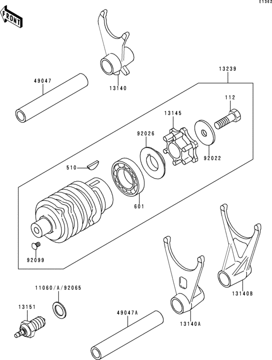 ZX600 Валы и вилки переключения передач