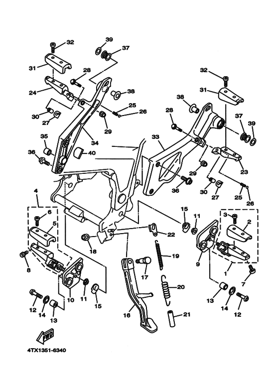 TDM850 Support & repose pied