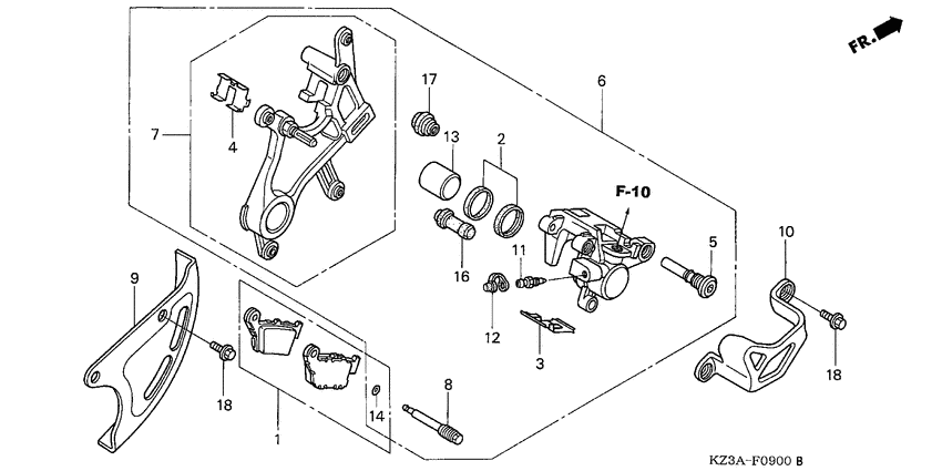 CR125R Задний суппорт