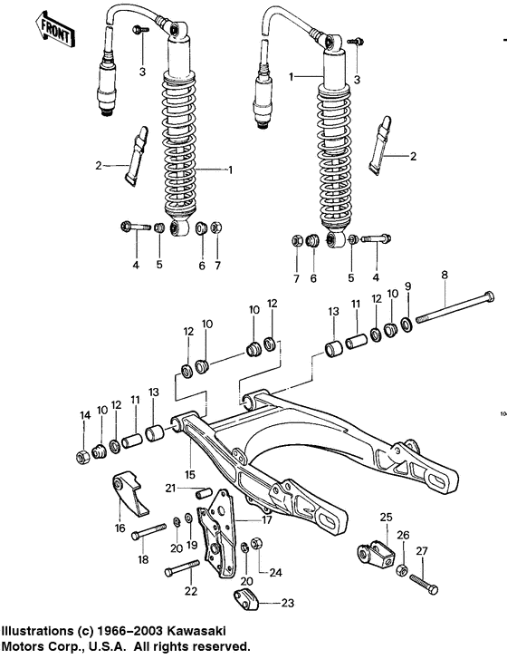 Swing arm/shock absorbers