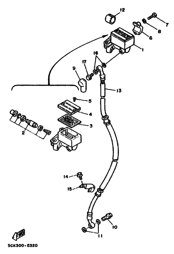 TDR250 TDR250A Передний тормозной цилиндр