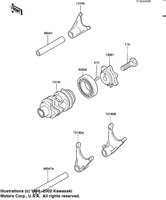  Gear change drum & forks