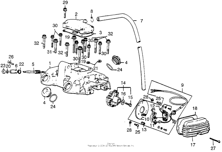 Cylinder head cover + points + advancer