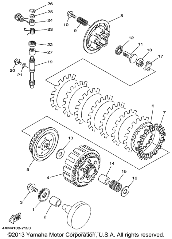 YZ125J1 Сцепление