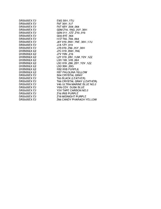 DR350 Color chart