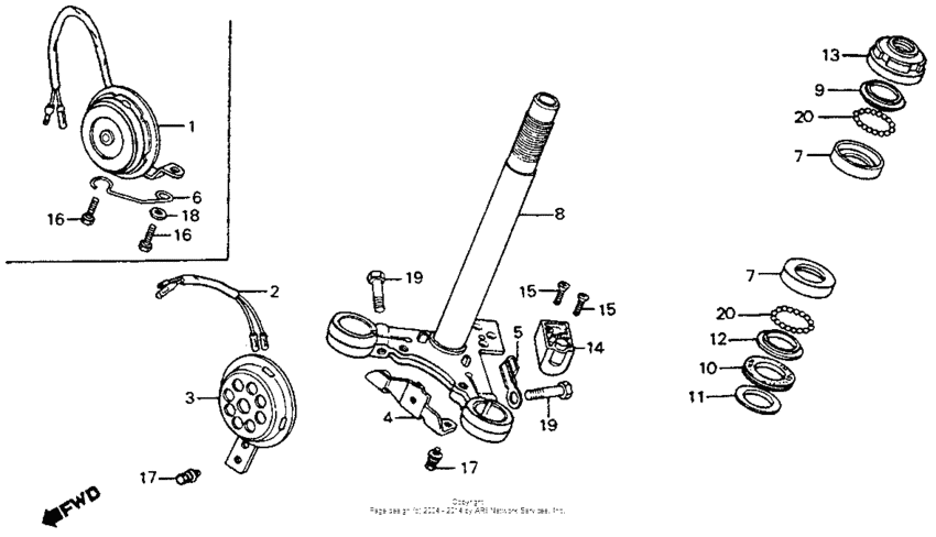 Steering stem + horn