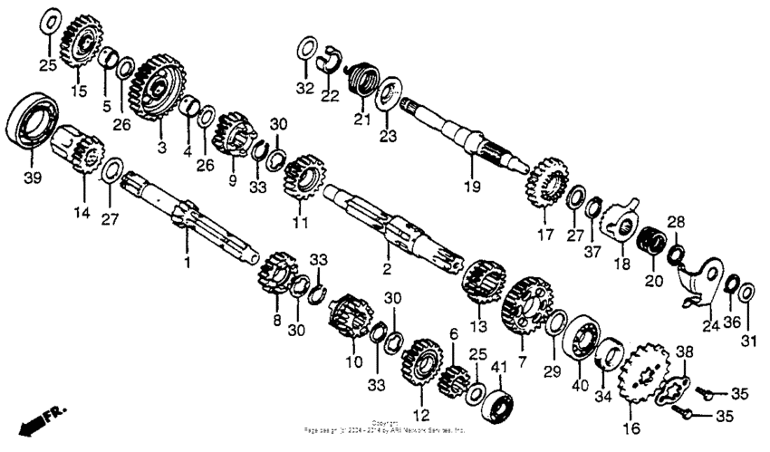 Transmission + kick starter spindle