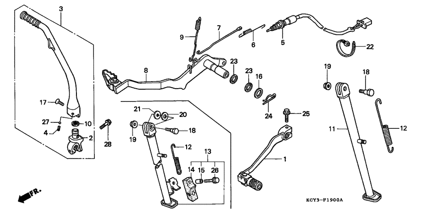 Pedal/kick starter arm