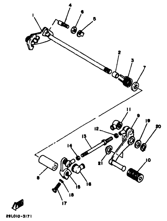 Shift shaft. pedal
