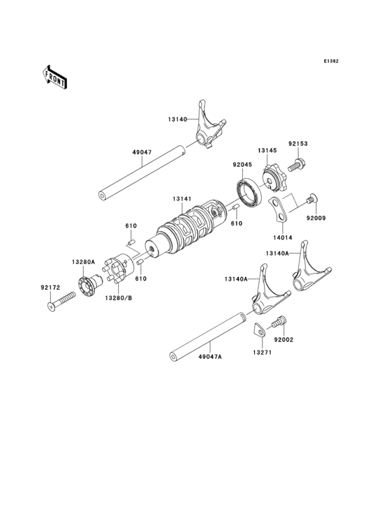 EX650 Валы и вилки переключения передач