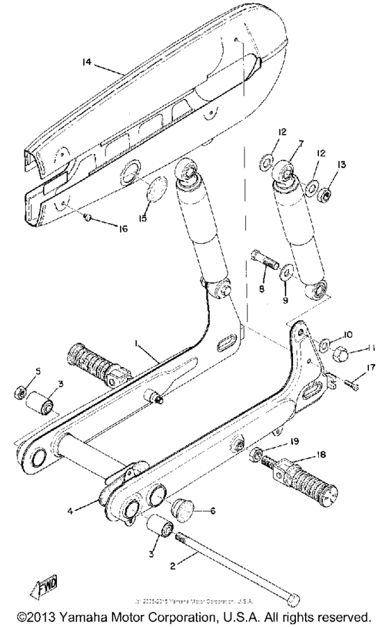 Rear arm rear cushion chain case