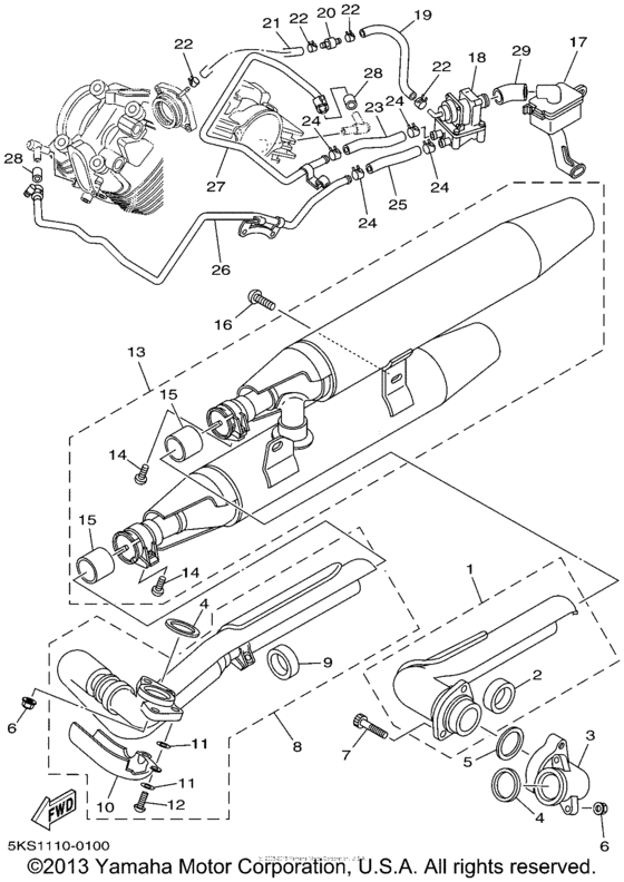 XVS1100P Выхлопная система