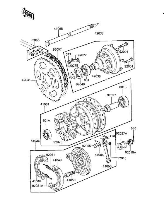 Rear hub/brake/chain