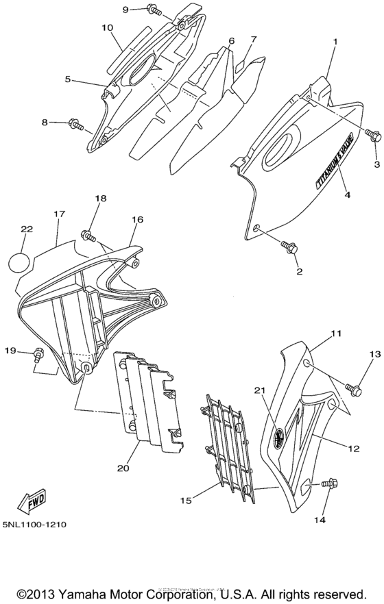 YZ250FN Боковые обтекатели