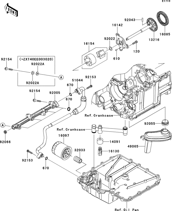 ZX1400 Масляный насос и фильтр
