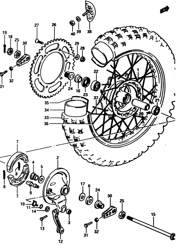 Rear wheel complete assy