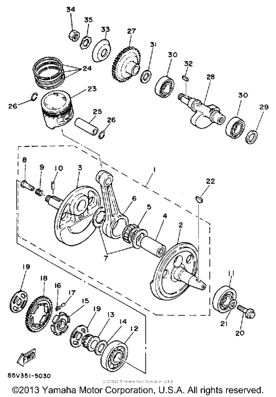 XT350S Коленвал,поршни