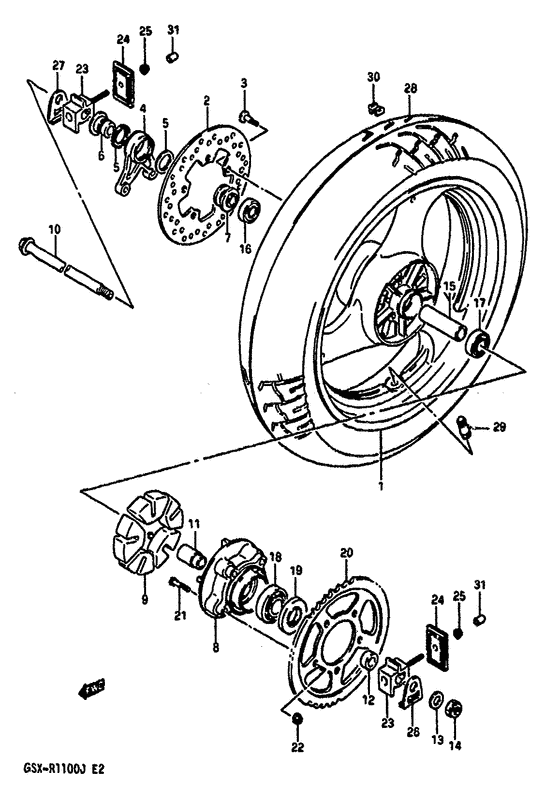 Rear wheel complete assy