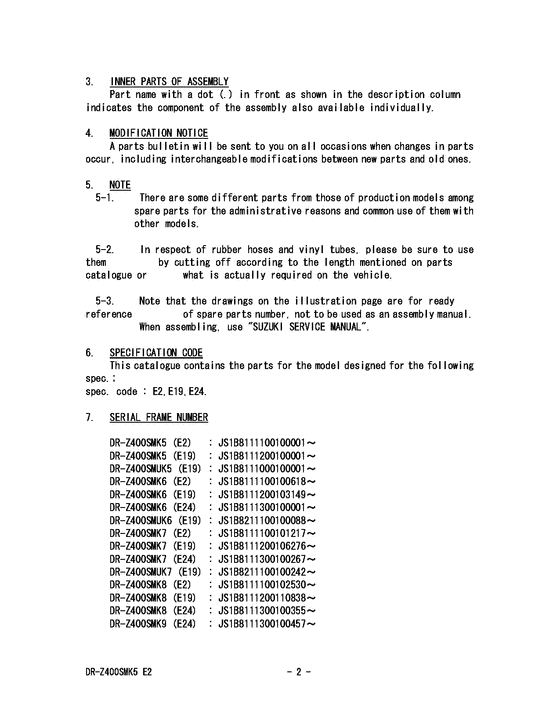 DR-Z400 Catalog preface