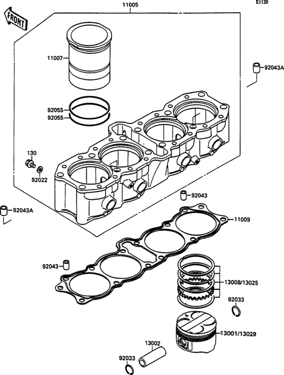 ZX750 Цилиндр и поршни