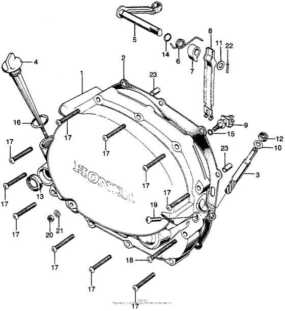 Right crankcase cover + clutch lever