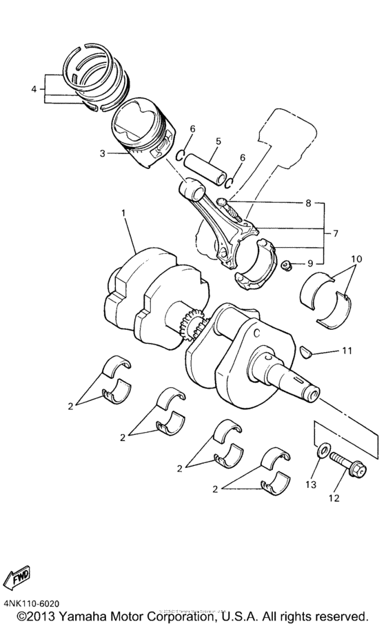 XVZ13LTN Коленчатый вал и Поршень