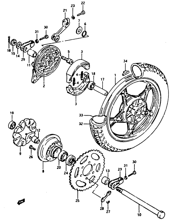 Rear wheel complete assy