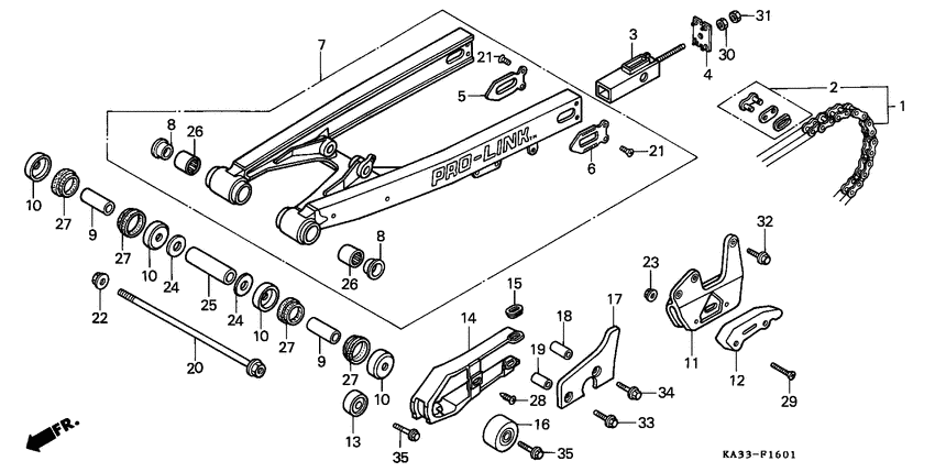 Rear fork/drive chain