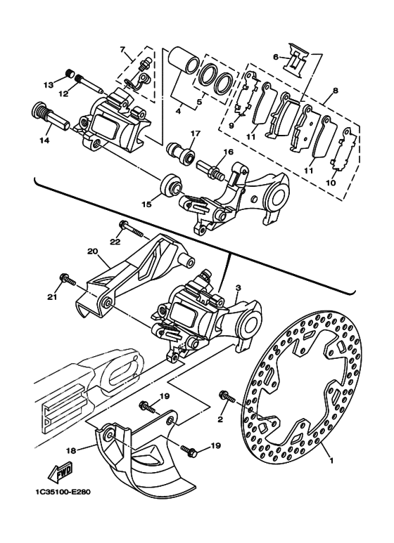 YZ125 YZ125W1 Задний суппорт