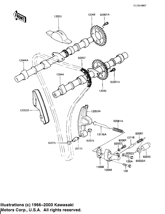 Camshafts/chain/tensioner