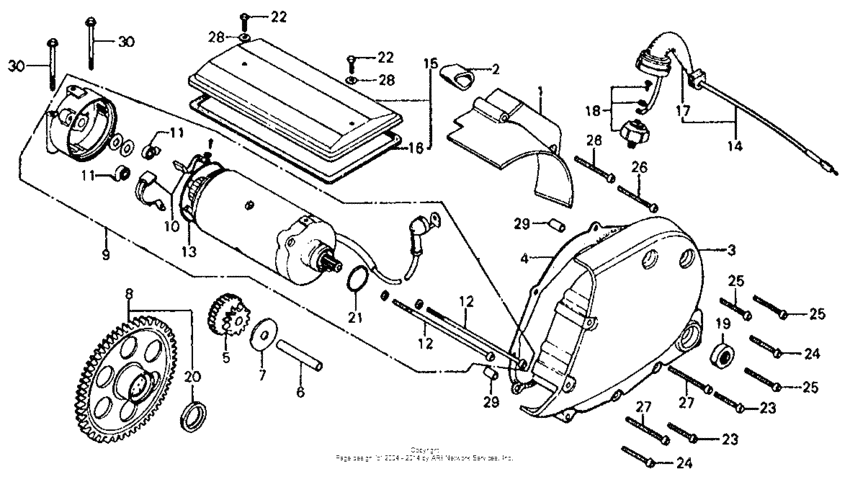 Starter motor + crankcase cover