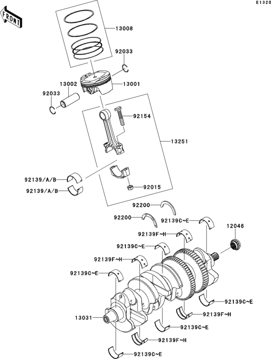 ZX1400 Коленвал и поршни