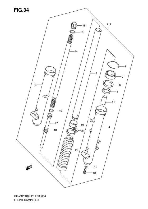 DR-Z125 Передняя вилка