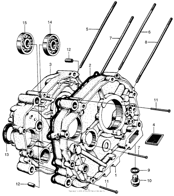 Crankcase + cylinder stud