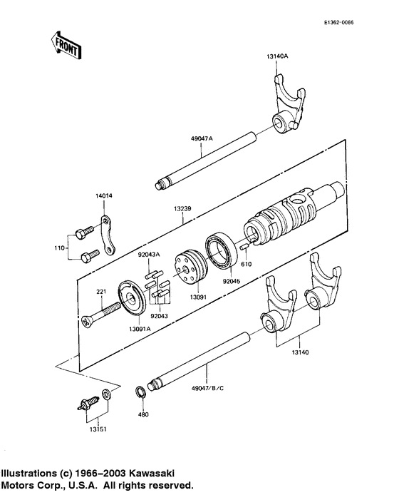Gear change drum & forks