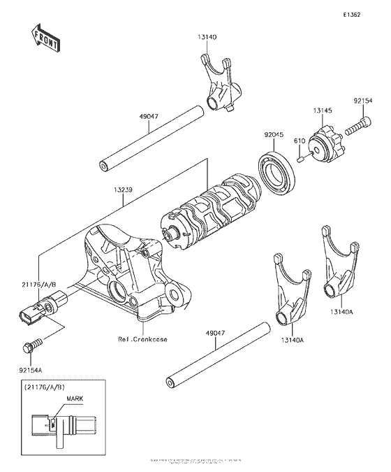 ZX1000 Валы и вилки переключения передач