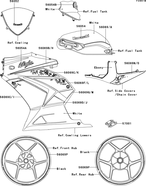 EX250 Decals(white)(jbfa)