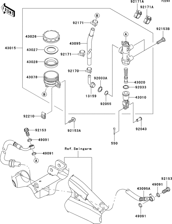 EX650 Задний торм цилиндр