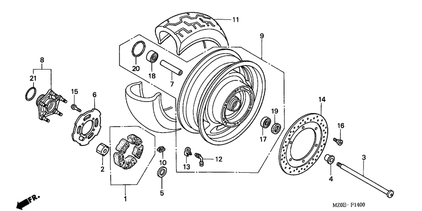 Rear wheel complete assy