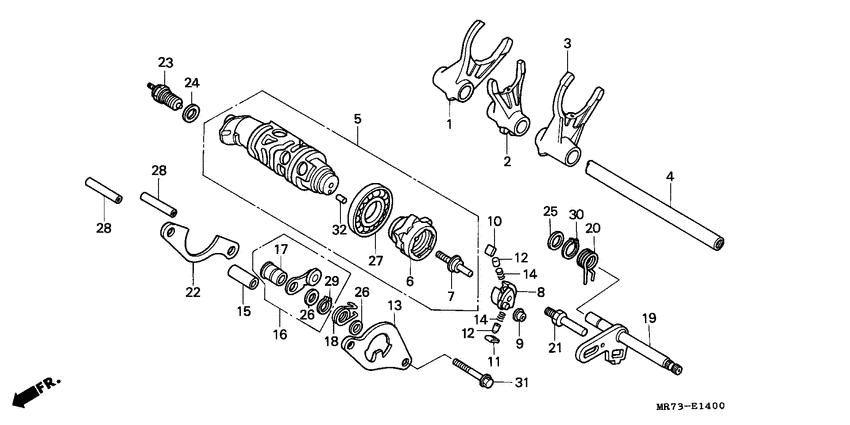 Shift drum/shift fork