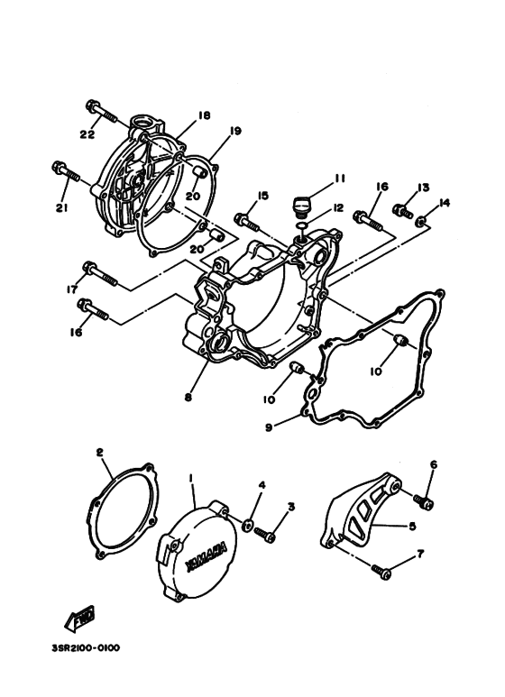 YZ125 YZ125B YZ125B1 Crankcase cover ass`y  (v